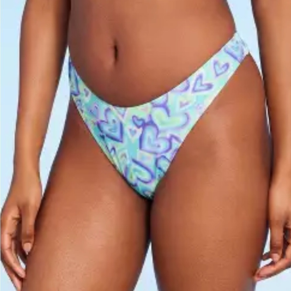Wild Fable, Colorful Heart Pattern Bikini Bottom, size small, new!